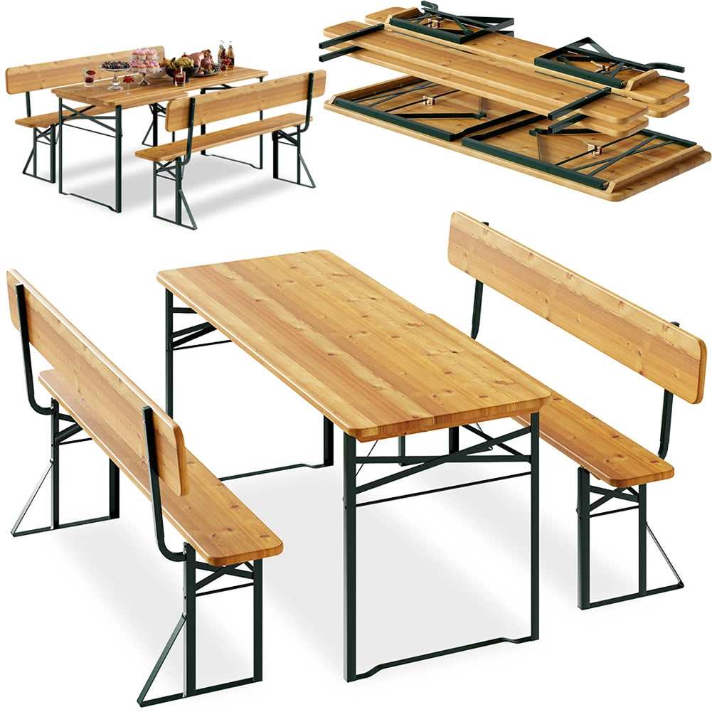 Set Birreria con 2 Panche e Tavolo Pieghevole Seduta con Schienale Salvaspazio