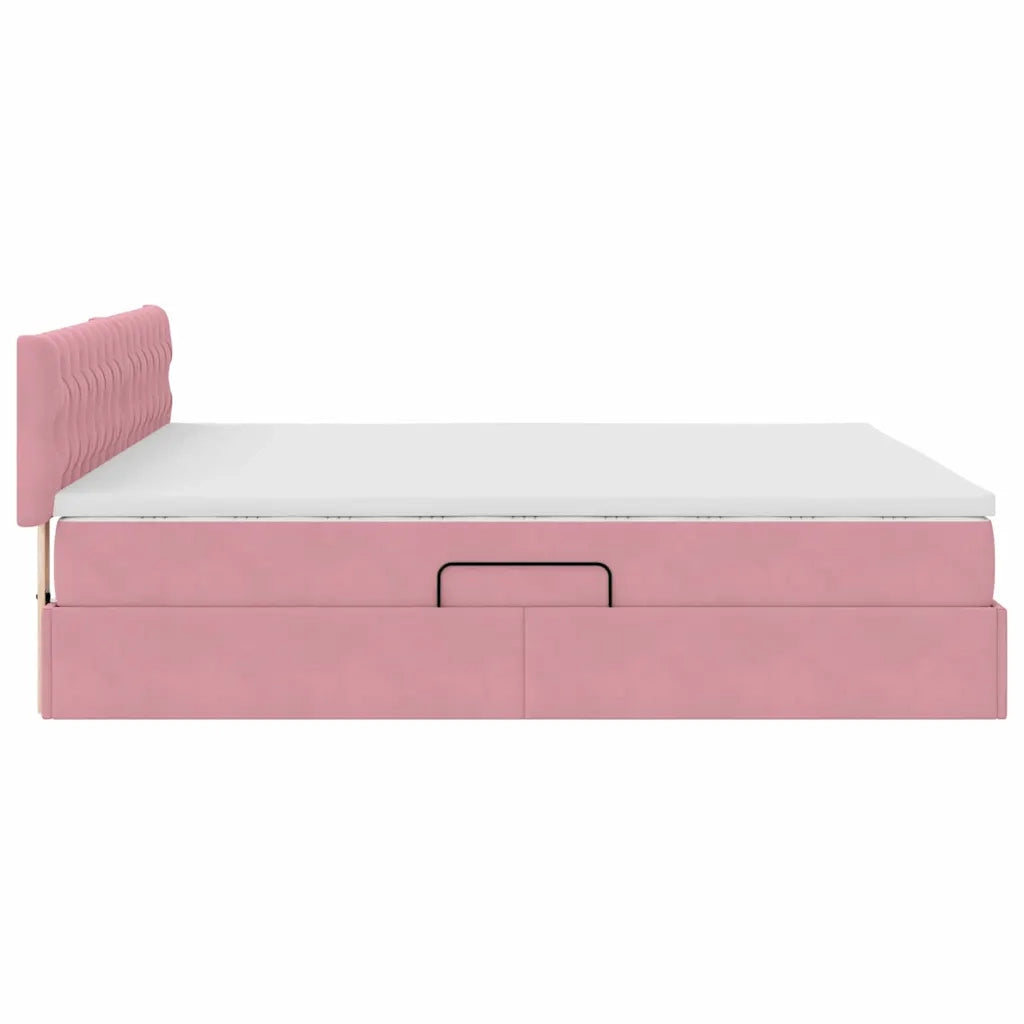 Letto con Contenitore con materasso Rosa 180 x 200 cm Velluto 3370838