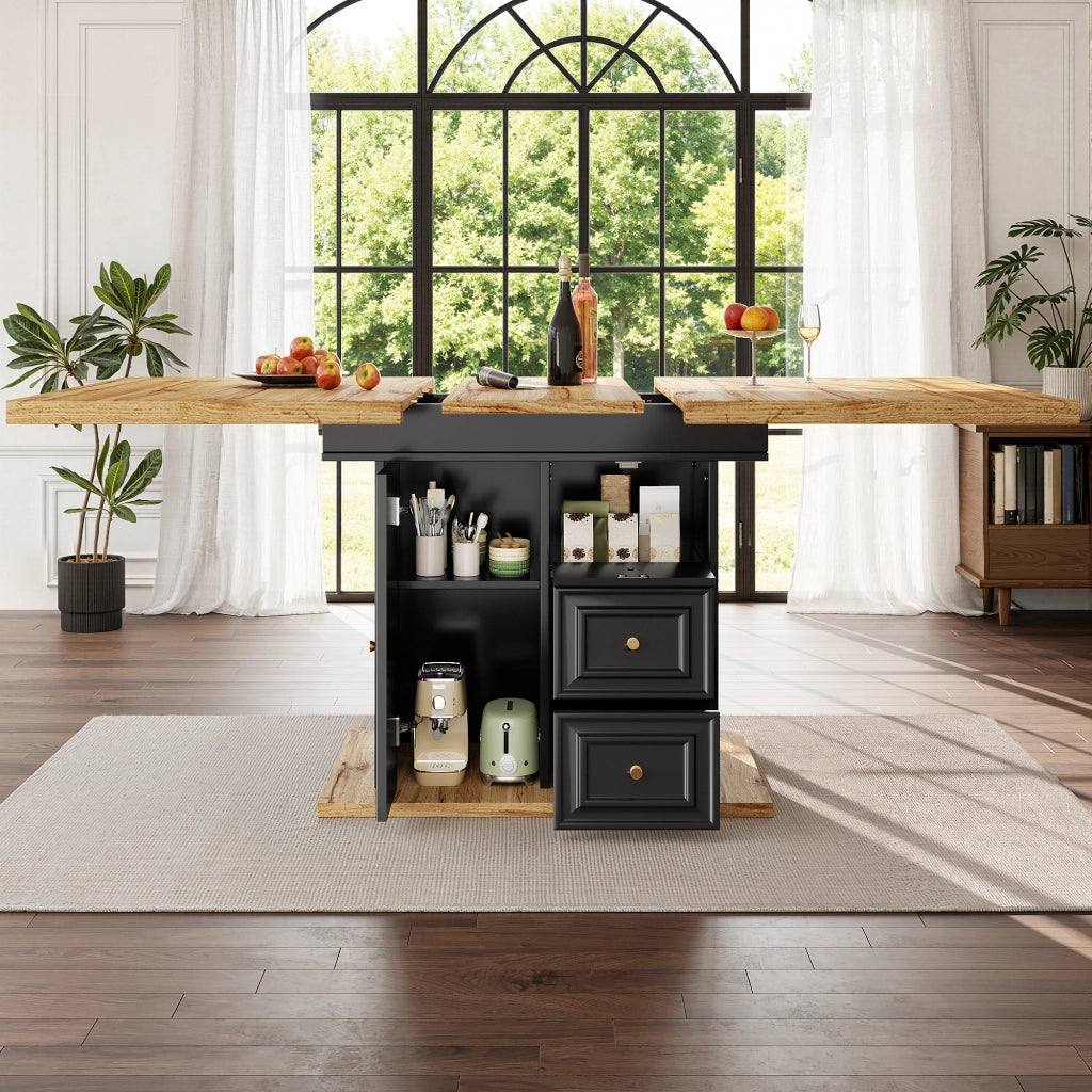 Tavolo da pranzo 6 posti con 1 porta; 2 cassetti e vano; piano allungabile per cucina e soggiorno in MDF e metallo naturale