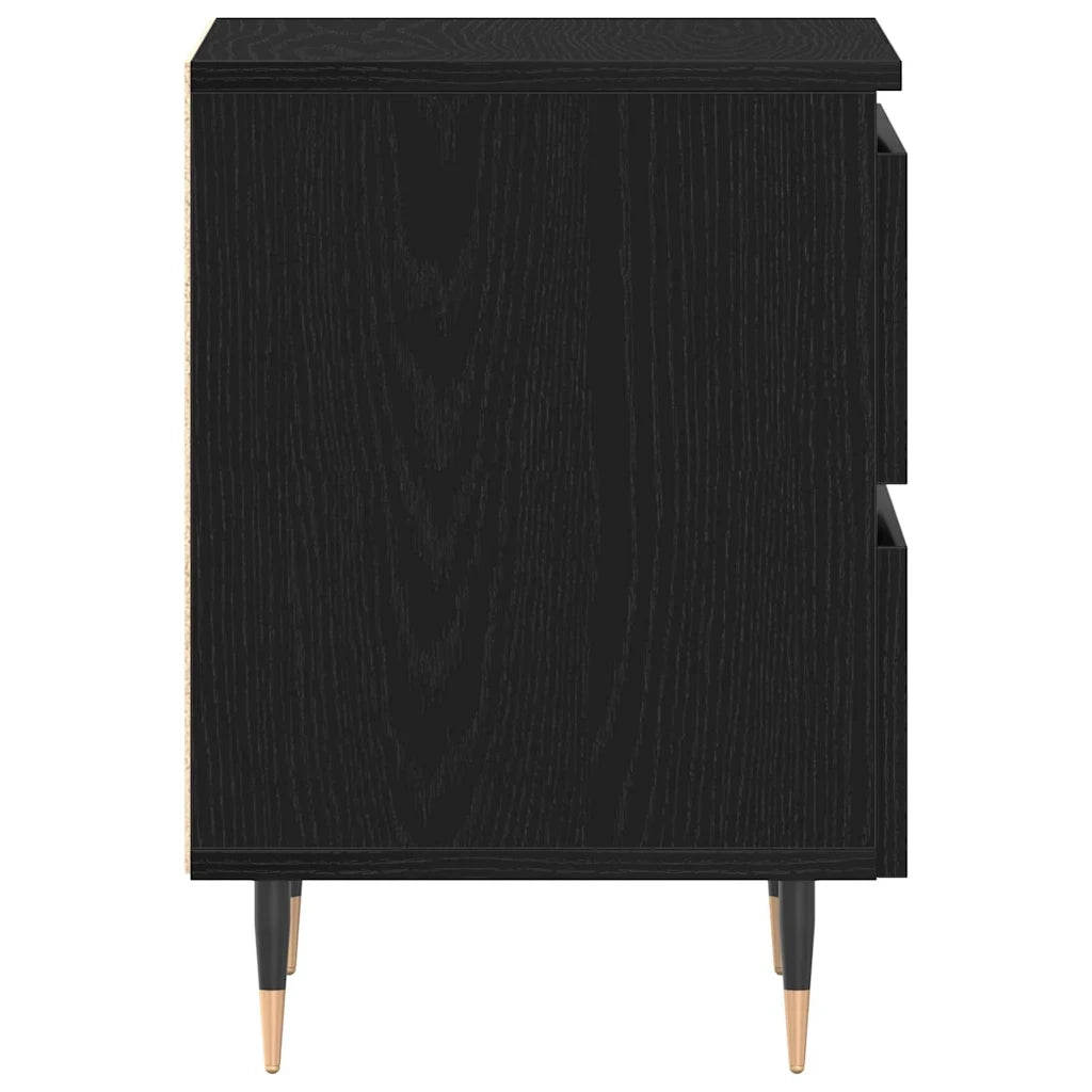 Set di 2 Comodini | Armadio da Notte | Mobiletto da notte con cassetto Rovere Nero 40 x 35 x 50 cm