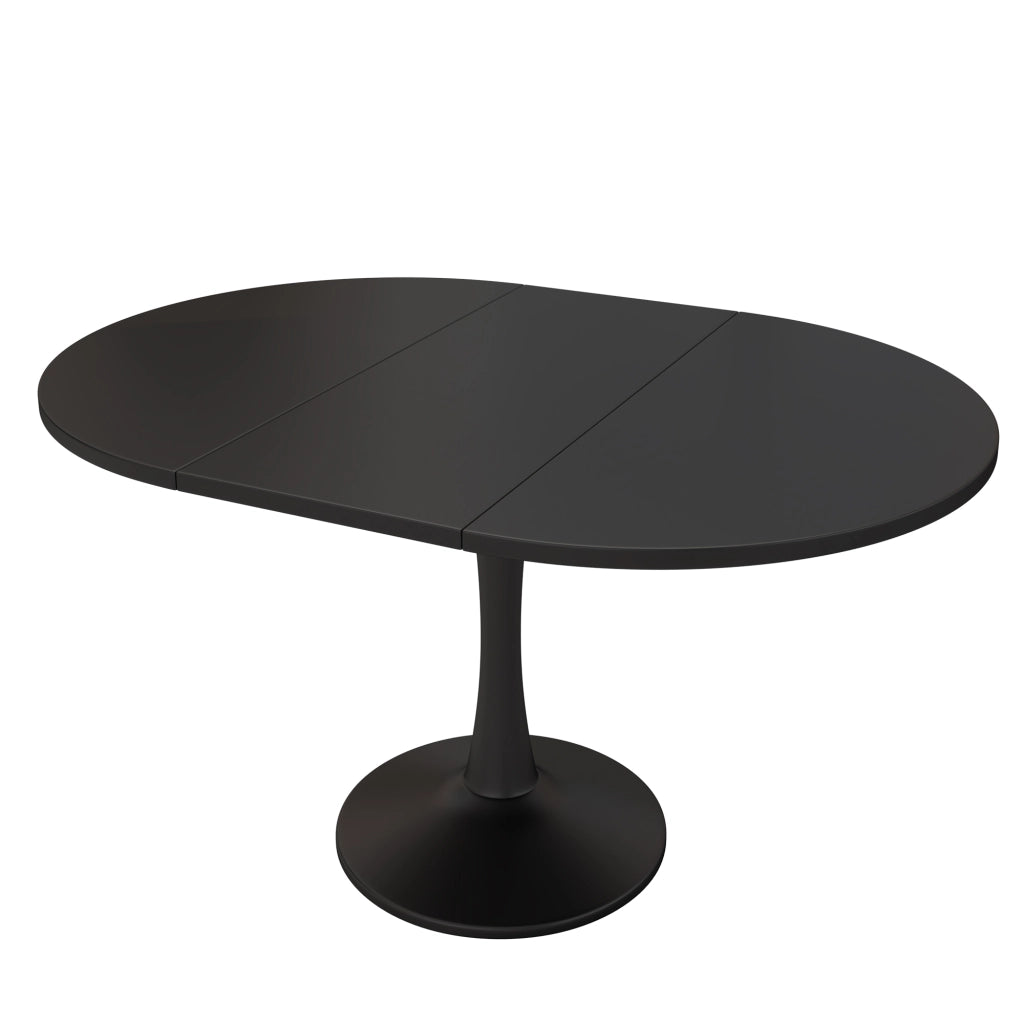 Tavolo da pranzo allungabile ovale - per sala da pranzo - in MDF - 100/140×100×75 cm - nero