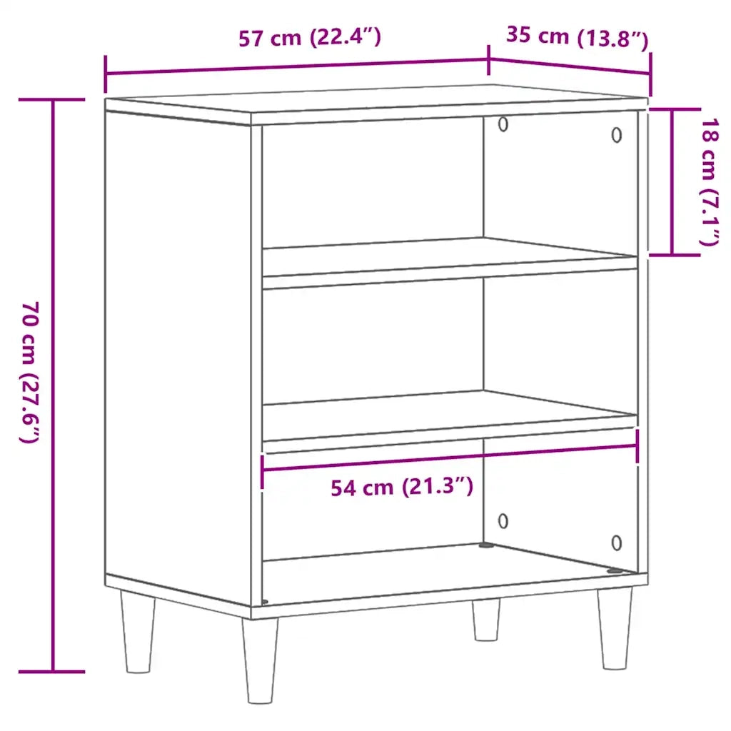 Credenza | Madia | Buffet da pranzo | Armadio da pranzo Rovere Nero 57 x 35 x 70 cm Legno multistrato