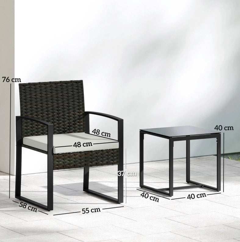 Set da giardino 3 pezzi 55x58x76 cm grigio crema acciaio, cuscini sfoderabili