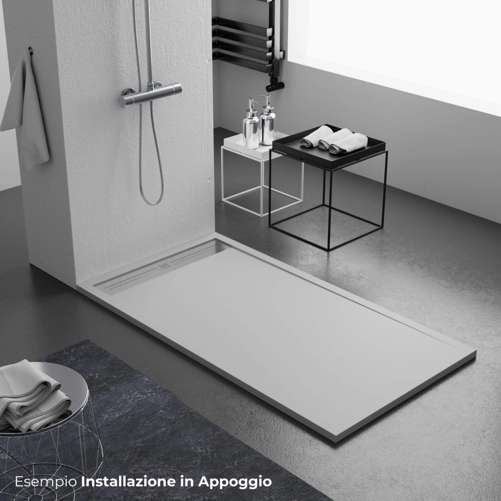 Piatto Doccia 70x130 cm in Pietra Bonussi Trivor Grigio Chiaro