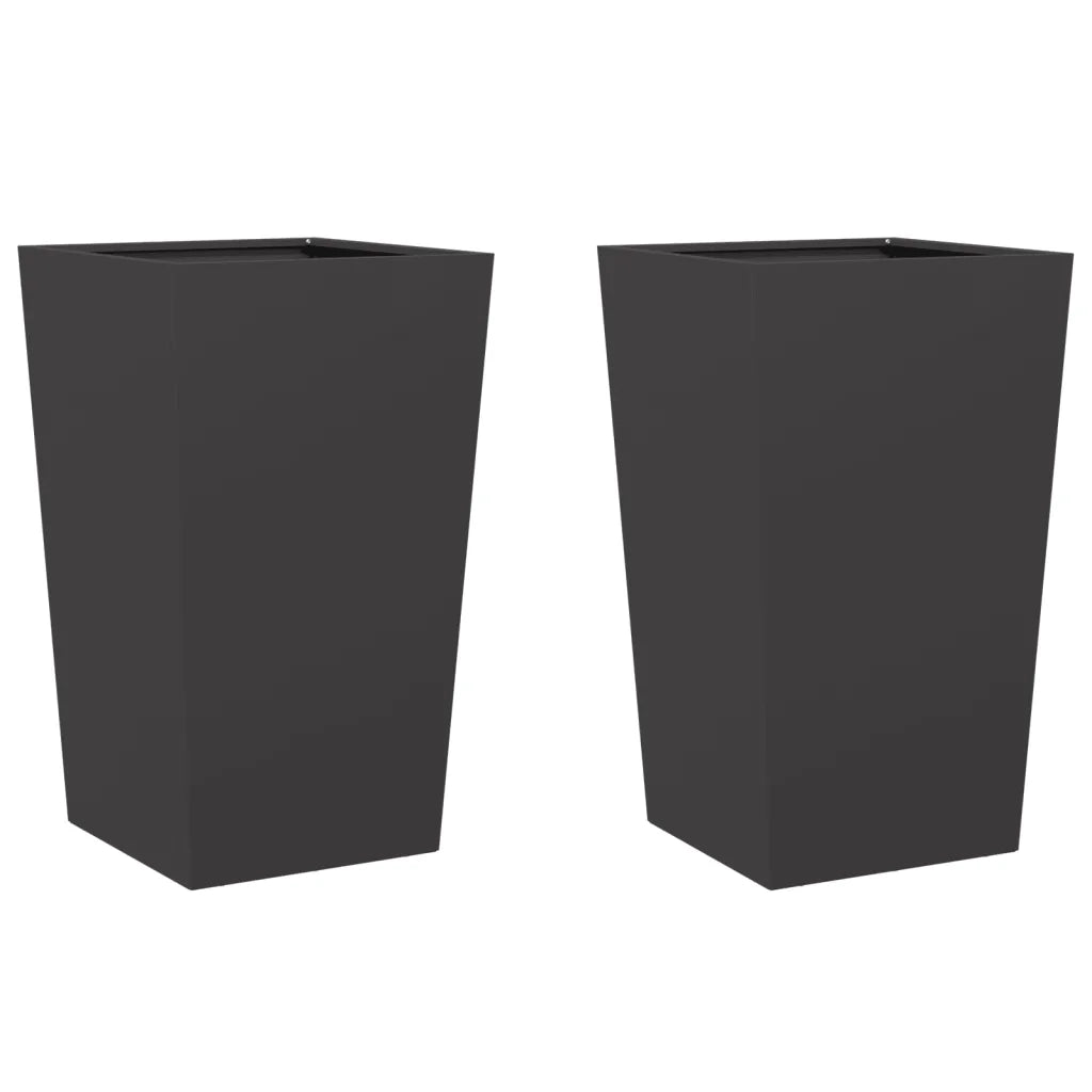 Fioriere da Giardino 2 pz Nere 45x45x75 cm in Acciaio 851095
