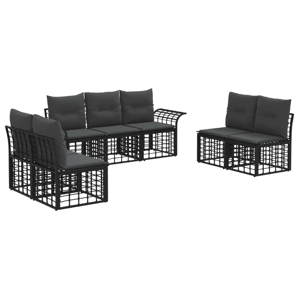 Set di divani da esterno 7 pz Nero e Grigio scuro Poliestere 3437667