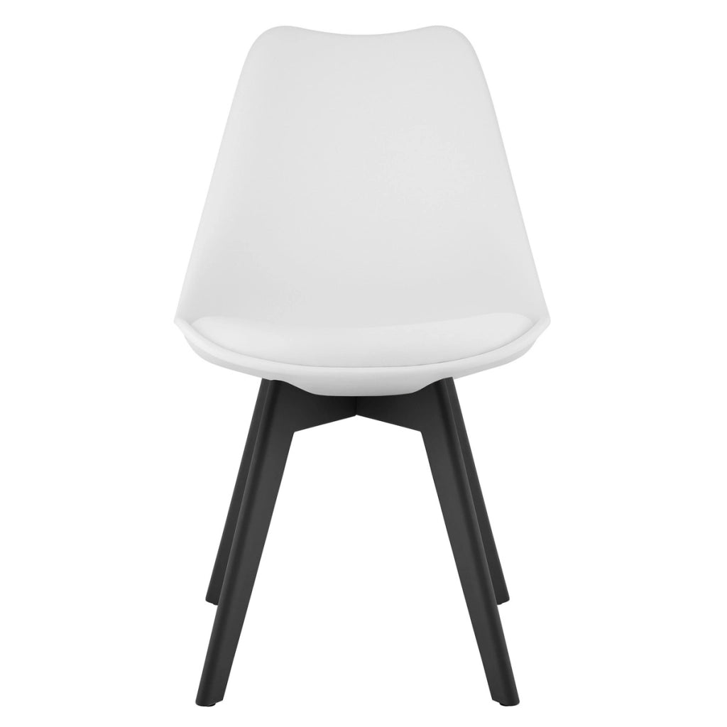 Sedia di design Mark bianca con gambe nere e cuscino