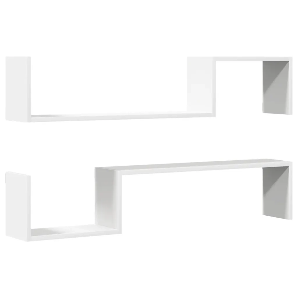 Mensole a Muro 2 pz Bianche 100x15x20 cm in Legno Multistrato 807268