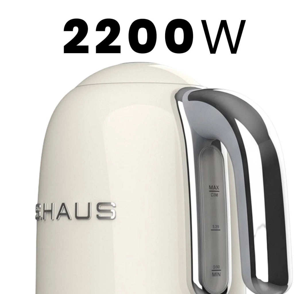 Bollitore Elettrico 1.7L 2200W Inossidabile con Base Girevole Senza Fili 360° Bianco SWISS HAUS