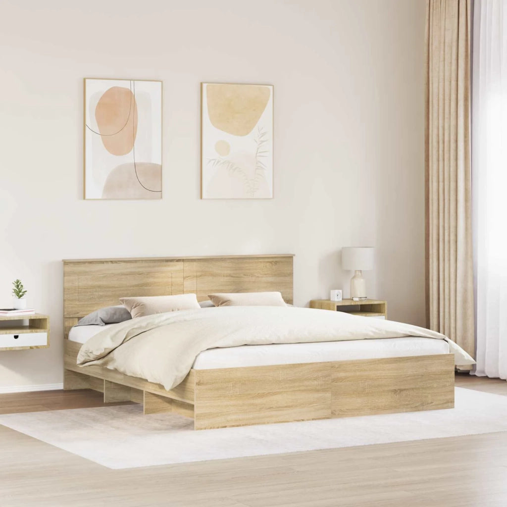 Struttura del letto con testiera Rovere Sonoma 200 x 200 cm