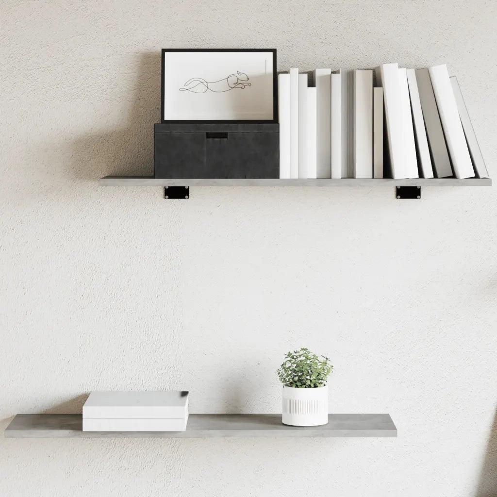 Ripiani per Libreria 4pz Grigio Cemento 80x20x1,5cm Multistrato 805306