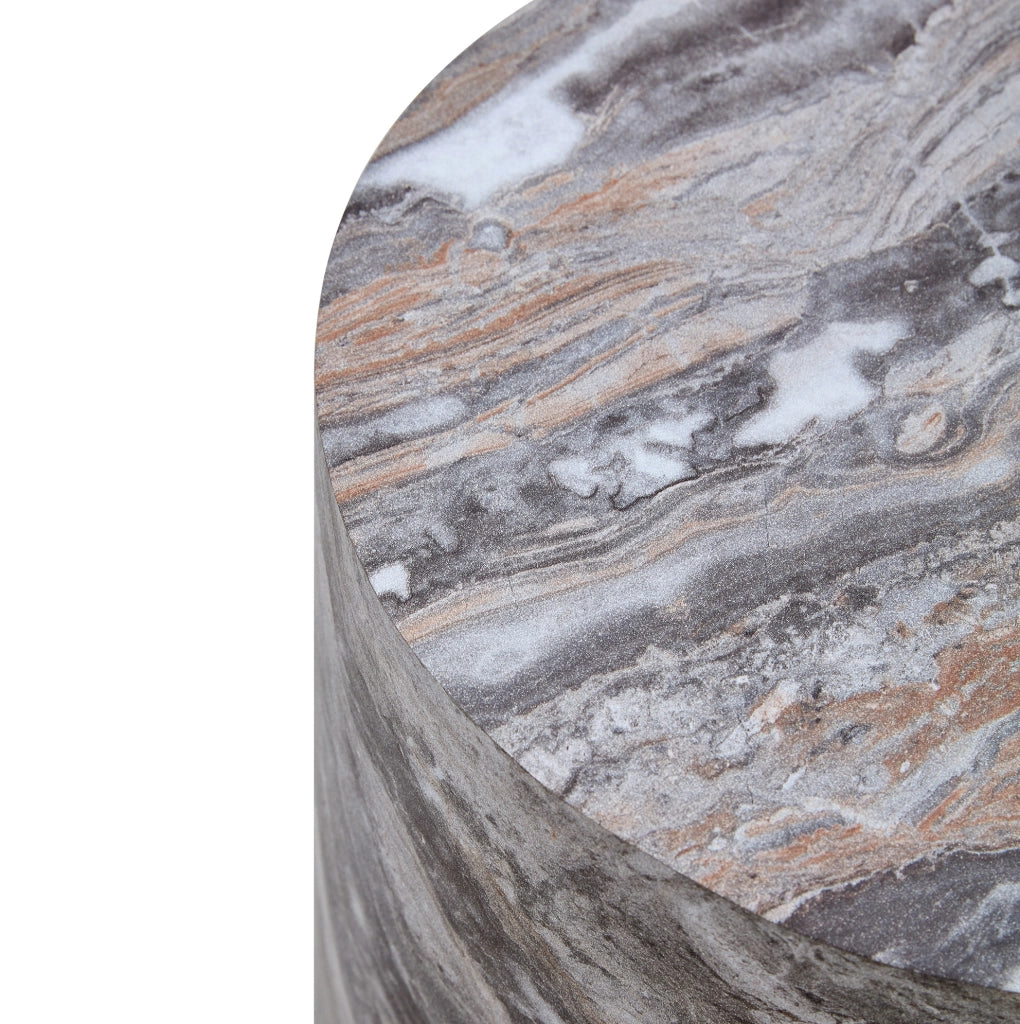 Tavolino rotondo in MDF grigio effetto marmo 66x44,5x44,5 cm gi¨¤ montato