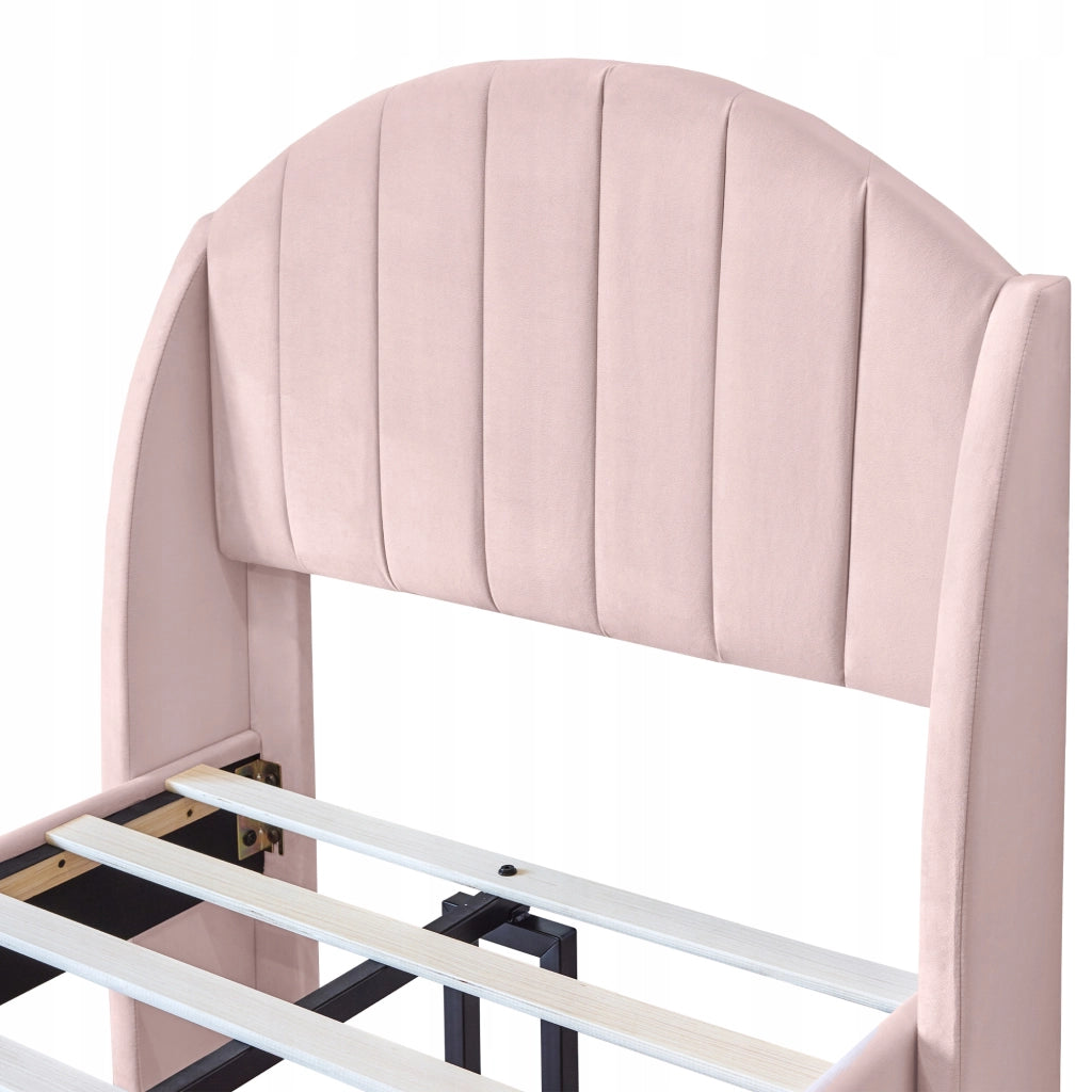 Letto imbottito 90x200 - Xylo - Rosa, velluto
