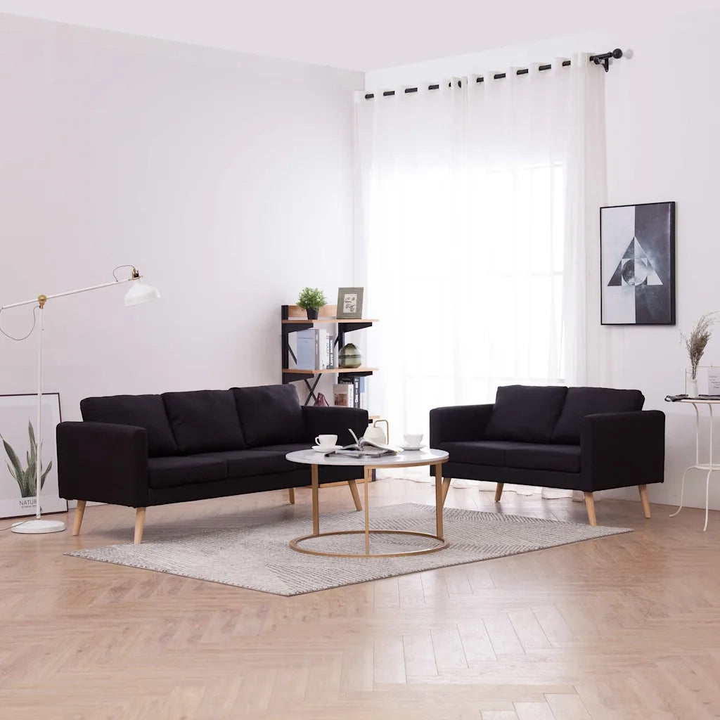 Set Divani 2 pz in Tessuto Nero 276855