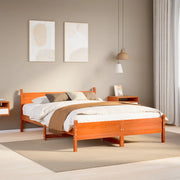 Letto senza Materasso-Struttura Letto Marrone Cera 135x190 cm in Legno di Pino 644478