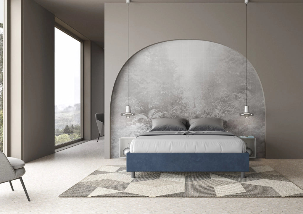 Letto Matrimoniale Large Sommier 170x190 cm con Rete Azelia Blu