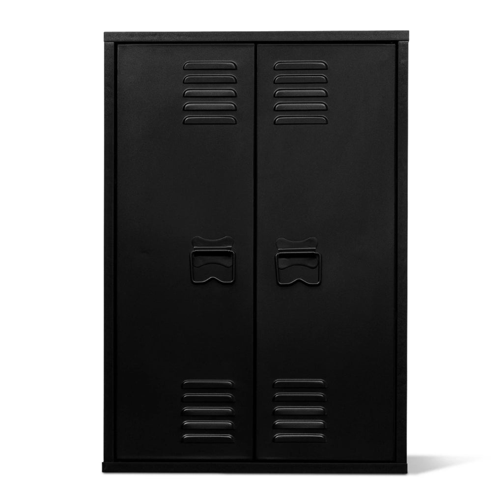 IDMarket - Armadio a muro a 2 ante in metallo nero, design industriale ESTER