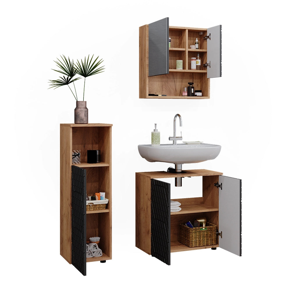 Vicco Set mobili bagno Antracite con struttura a nido d'ape 3 parti