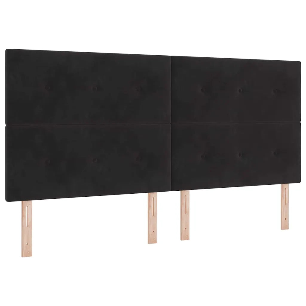 Letto a molle con materasso Nero 200 x 200 cm Velluto