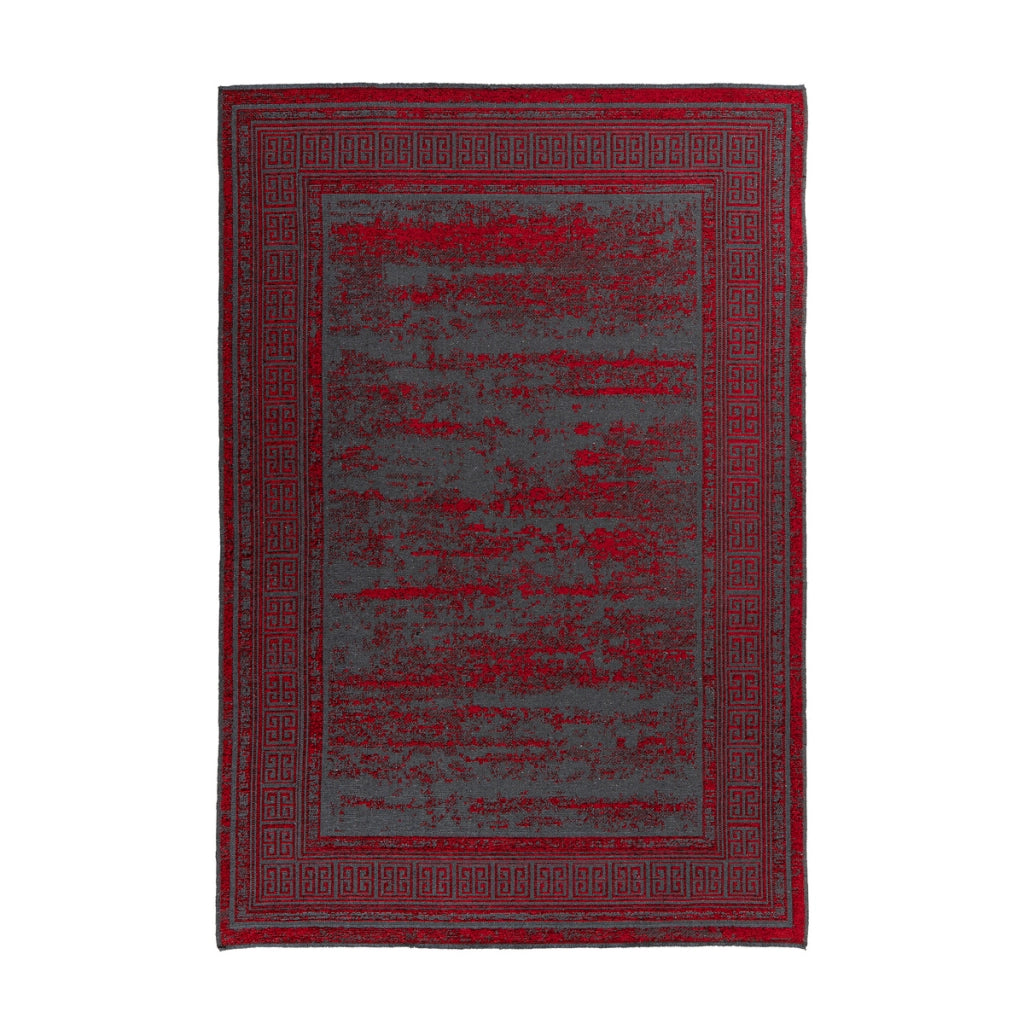 Tappeto Kalea 300 con design a rilievo rosso e grigio