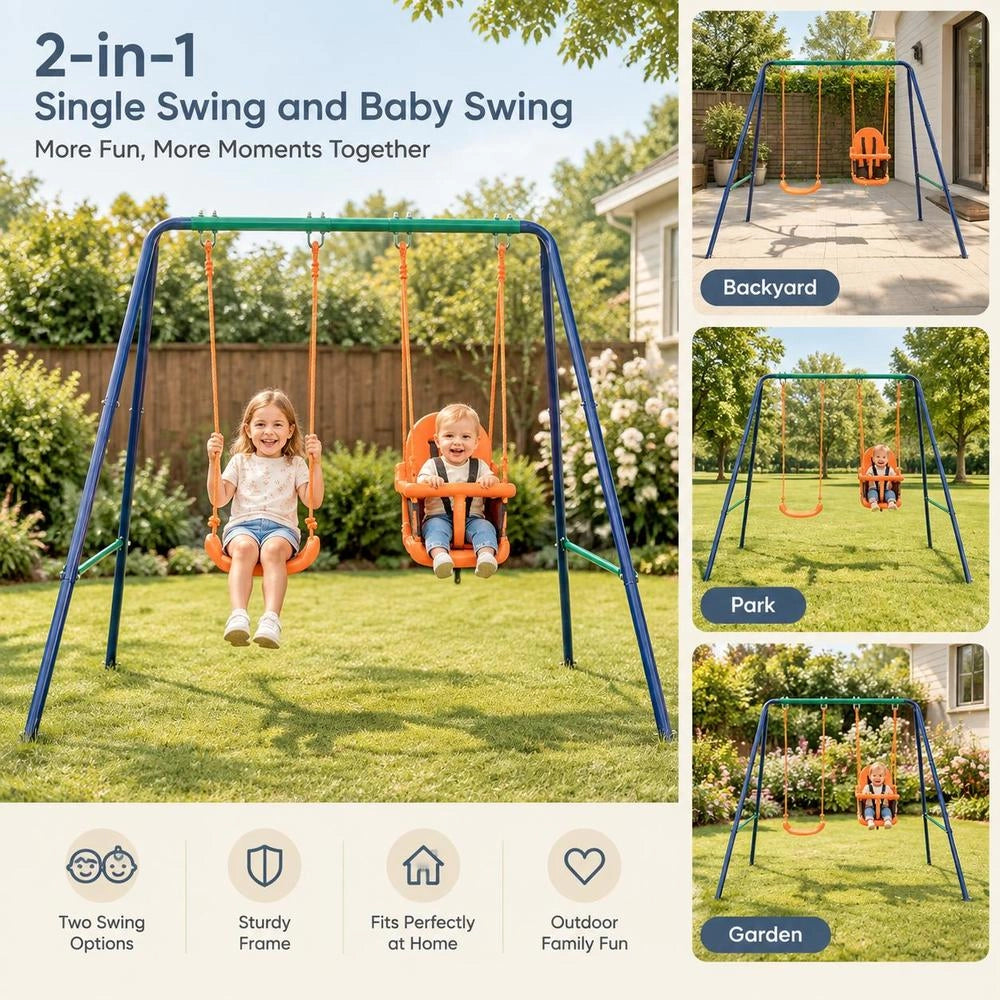2-in-1 Single Swing And Baby Swing Orange