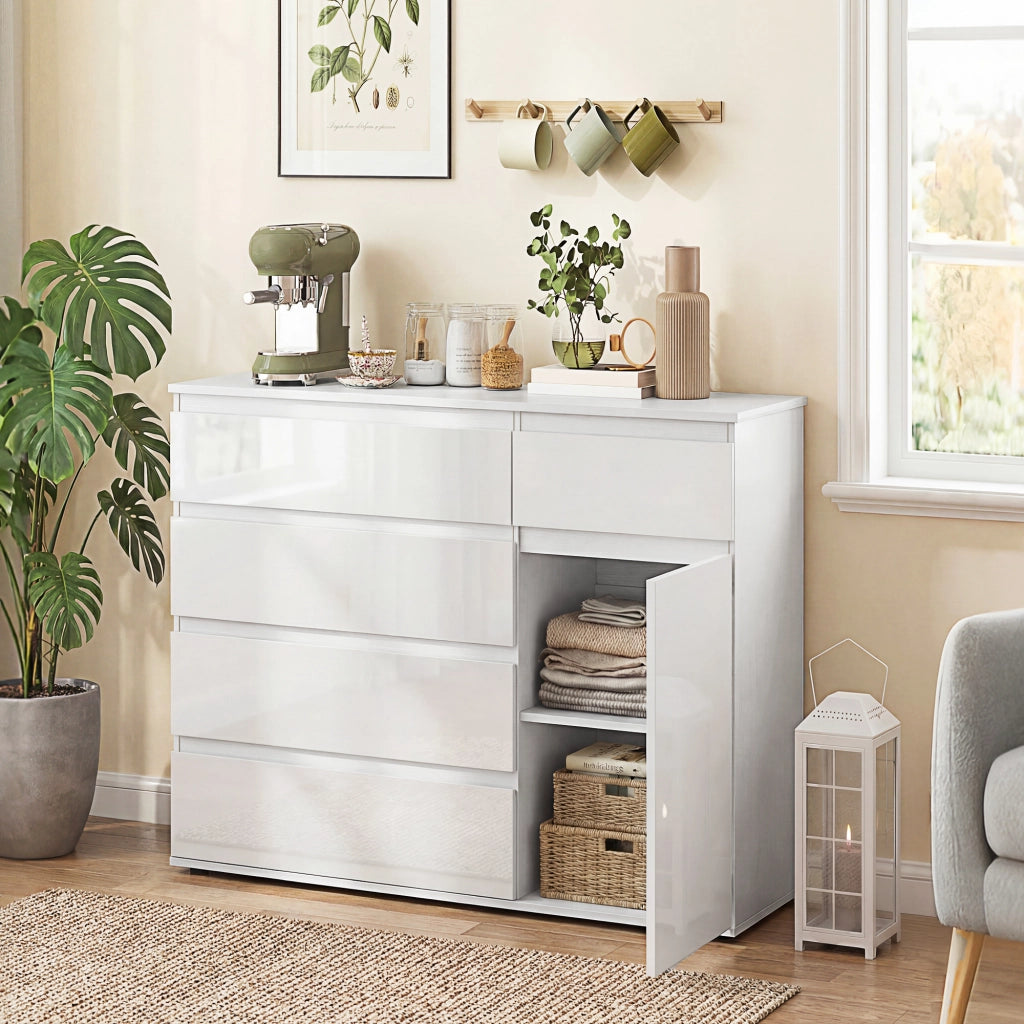 Armadio Bianco con Cassetti e Ripiani ¨C Zephmum ¨C 100x40x80 cm