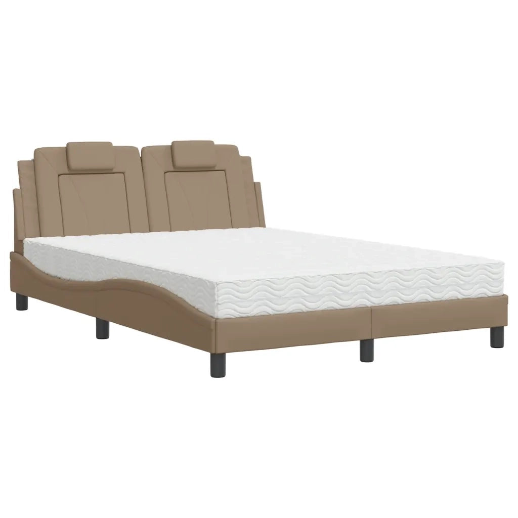 Letto Viana con Materasso Cappuccino 140x200cm Similpelle