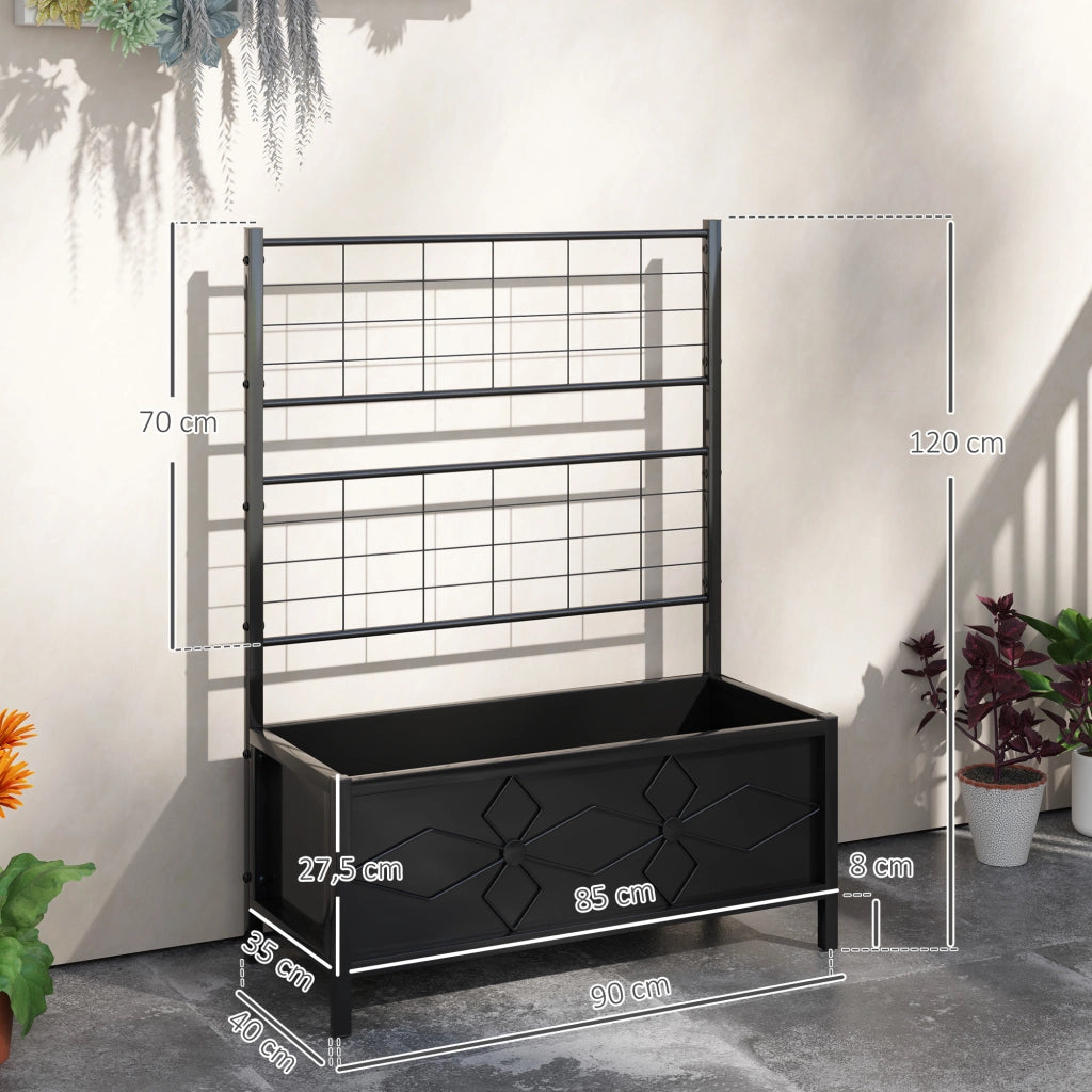 Fioriera Rialzata per Giardino con Griglia ¨C Minimal ¨C Nero Acciaio Galvanizzato 90x40x120 cm