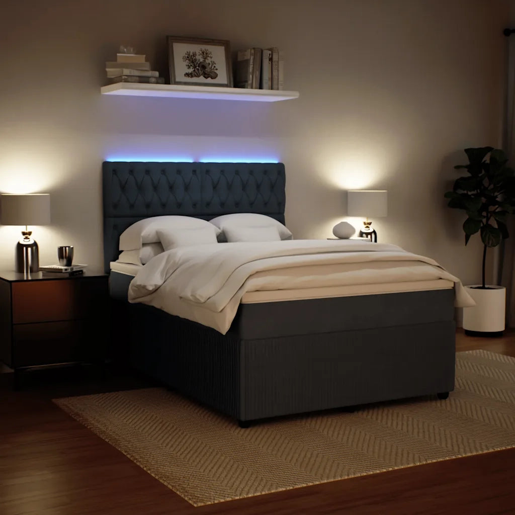 Giroletto a Molle con Materasso Grigio Scuro 140x190 cm Velluto