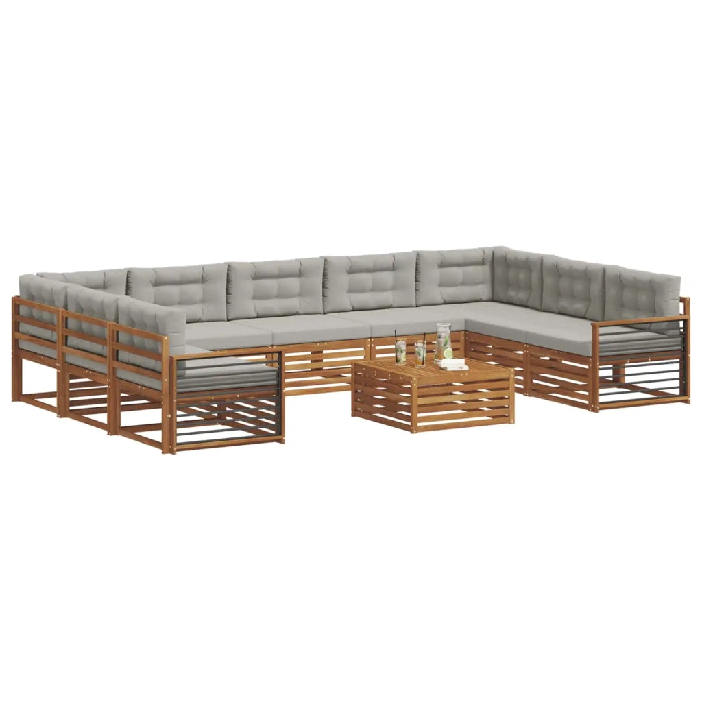 Set di divani da esterno 10 pcs Grigio Naturale e Chiaro 3374181