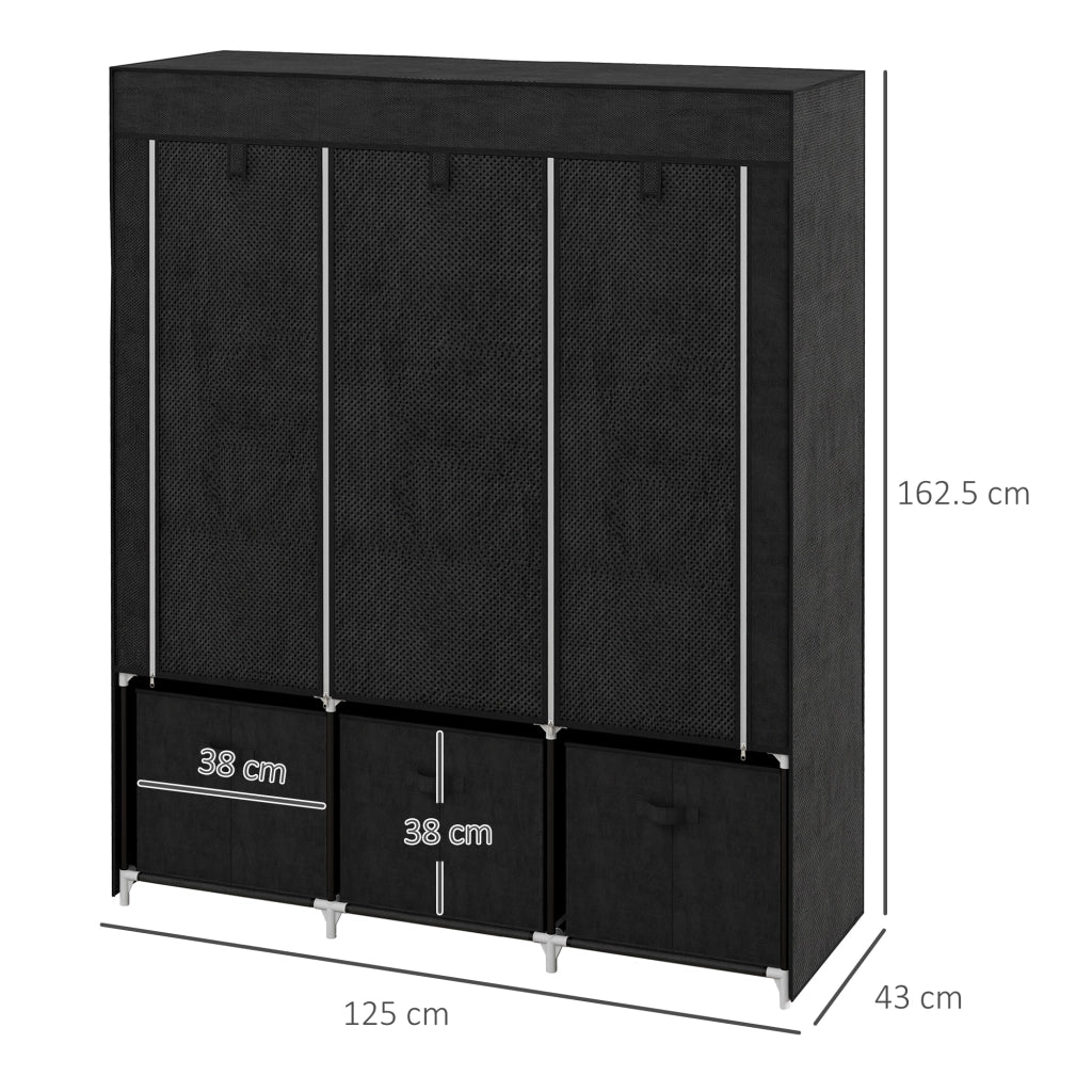 Armadio Guardaroba Pieghevole Salvaspazio ¨C Minimal ¨C 125x43x162.5cm Nero
