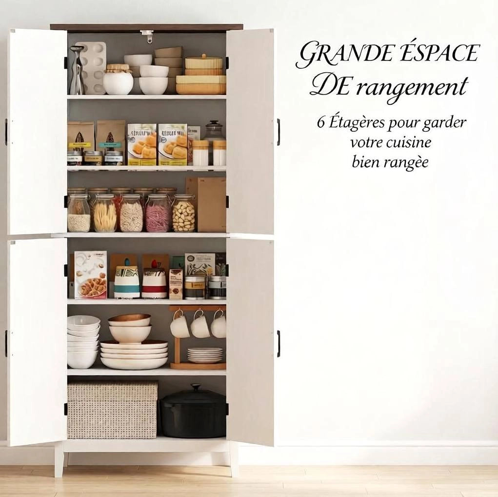 CREDENZA da Cucina 76x40x178,5 cm MDF Bianca con 4 Ante e Ripiani Regolabili
