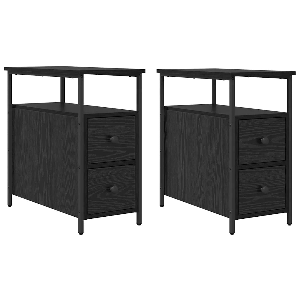 Armadio da Notte con cassetto 2 pcs Rovere nero 30 x 60 x 60 cm 871276