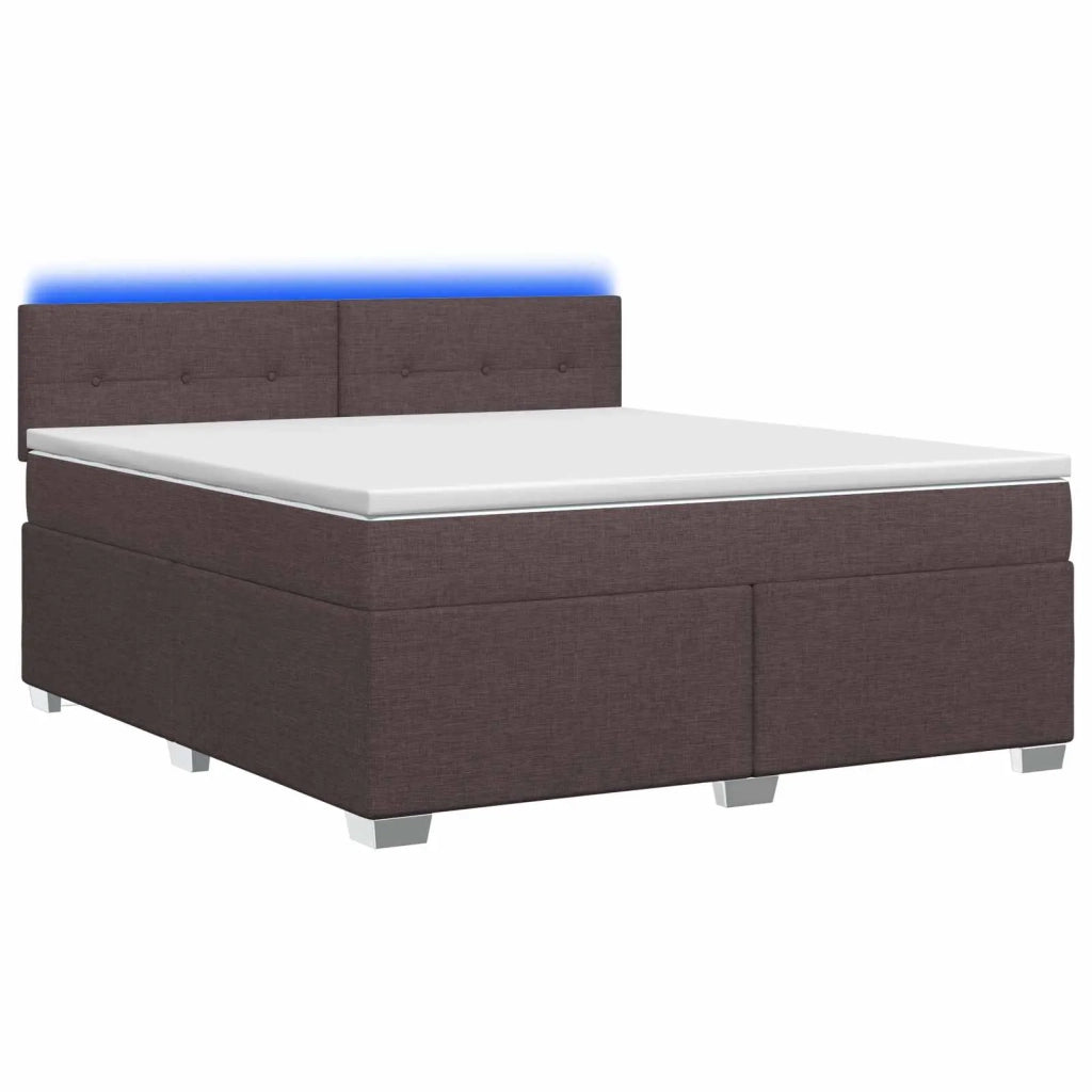 Letto con Box Spring, Materasso e LED Marrone Scuro Tessuto 3452004