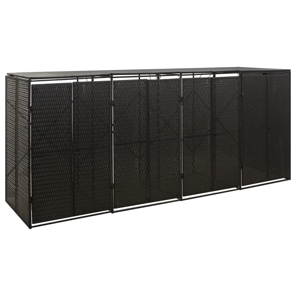 Copribidone Quadruplo Nero 274x80x117 cm in Polyrattan 319863