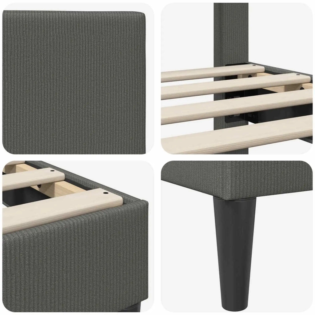 Struttura del letto-Giroletto Grigio Scuro 90 x 190 cm Tessuto in Cords 920660