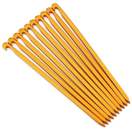 Paletti per tenda da campeggio 10 pezzi 16 cm - Alluminio - Tendine elastiche - Paletti per tenda - Paletti per tenda da campeggio - Resistenti allo shock - Capo piatto ampio