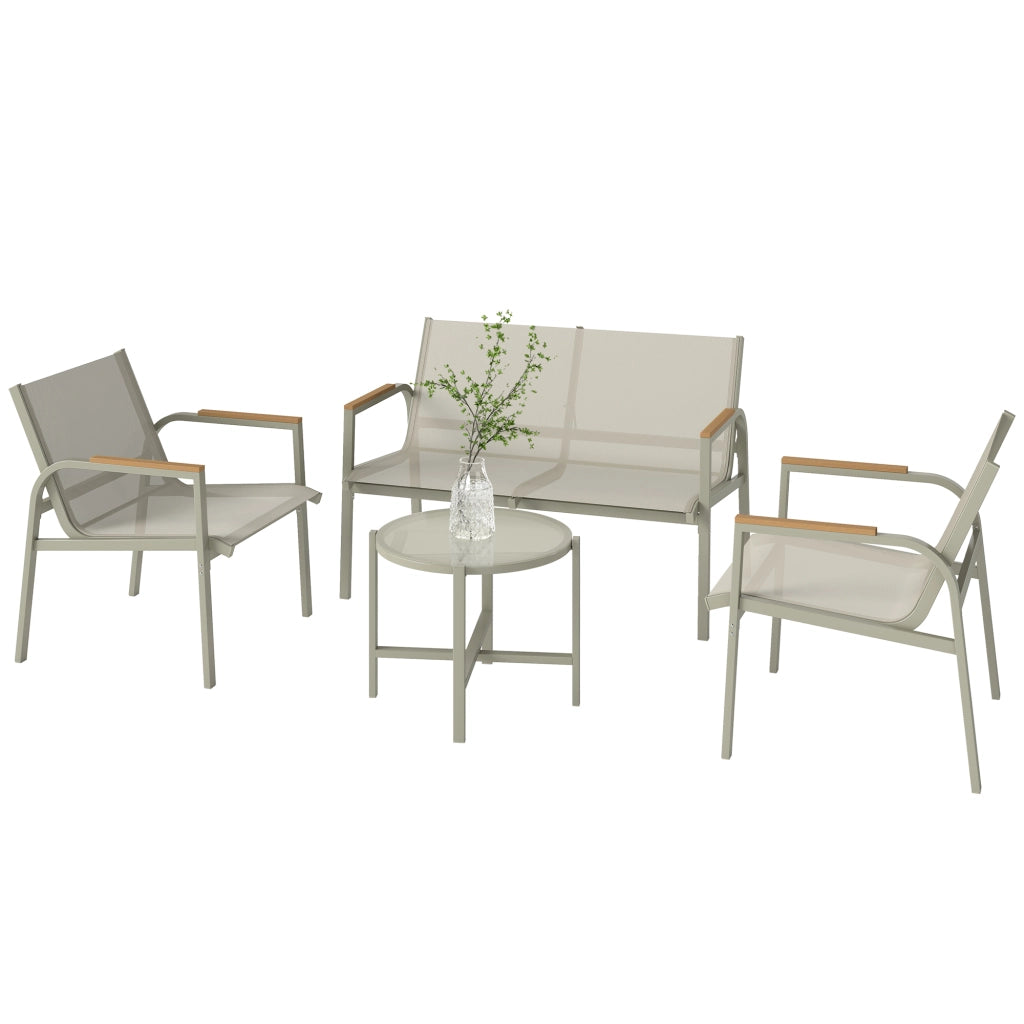 Set da giardino con divano e sedie ¨C zephmum ¨C verde, metallo, 4 pezzi