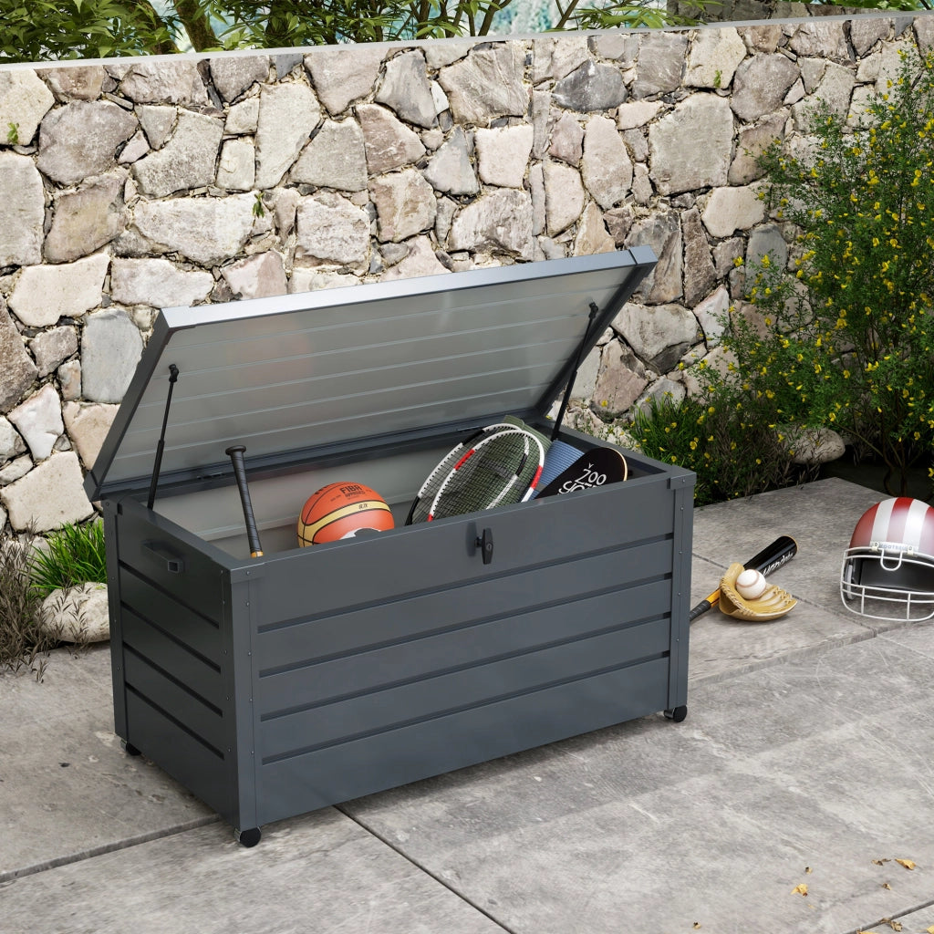 Baule da Giardino ¨C Minimal ¨C Grigio Scuro Acciaio Zincato 120x62x66 cm