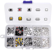Kit di Assortimento di 250 pezzi di Tasti Tattili a Druk con Momentaneità Micro con Cassetta in Plastica per TV, Audio, Chiavi Remoto, Telecamere, Computer