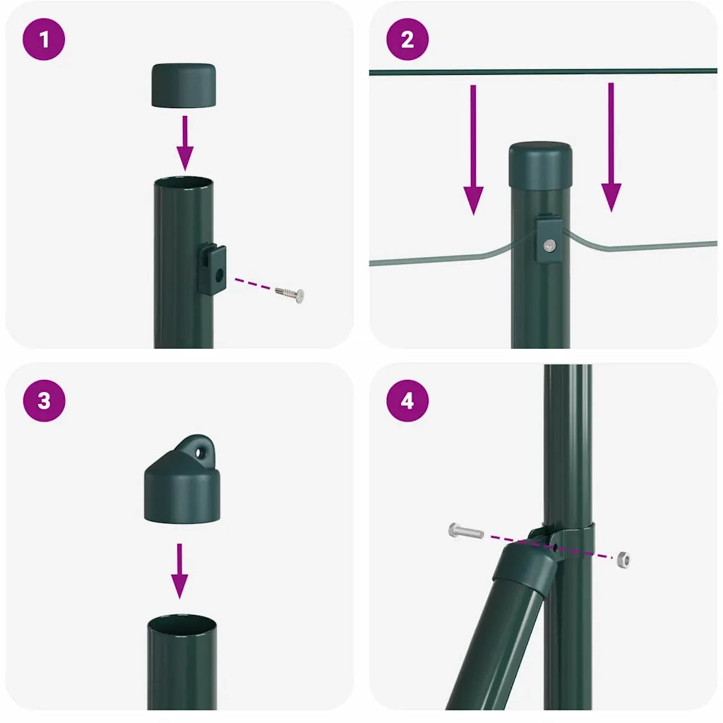 Palo della recinzione 13 pcs Verde Acciaio 42004289