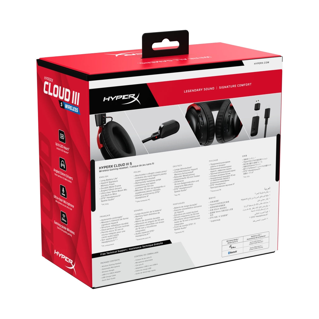 Hyperx cuffia a59z0aa / cloud iii s wireless rosso su nero