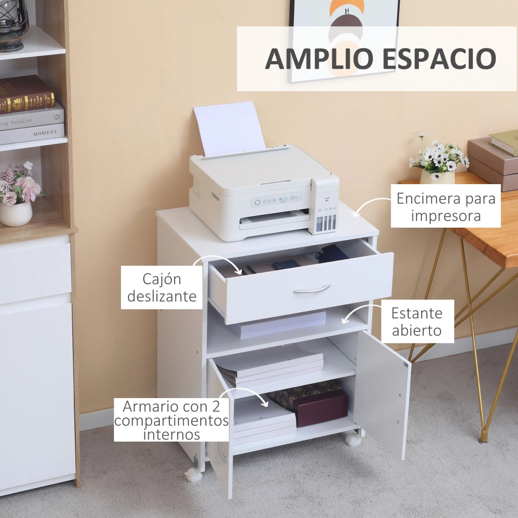 Armadio per ufficio con ruote e ripiani ¨C Minimal ¨C 60x39x80 cm bianco