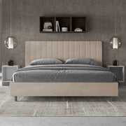 Letto imbottito Matrimoniale 190x200 cm Agueda - Senza rete,Microfibra,Sabbia