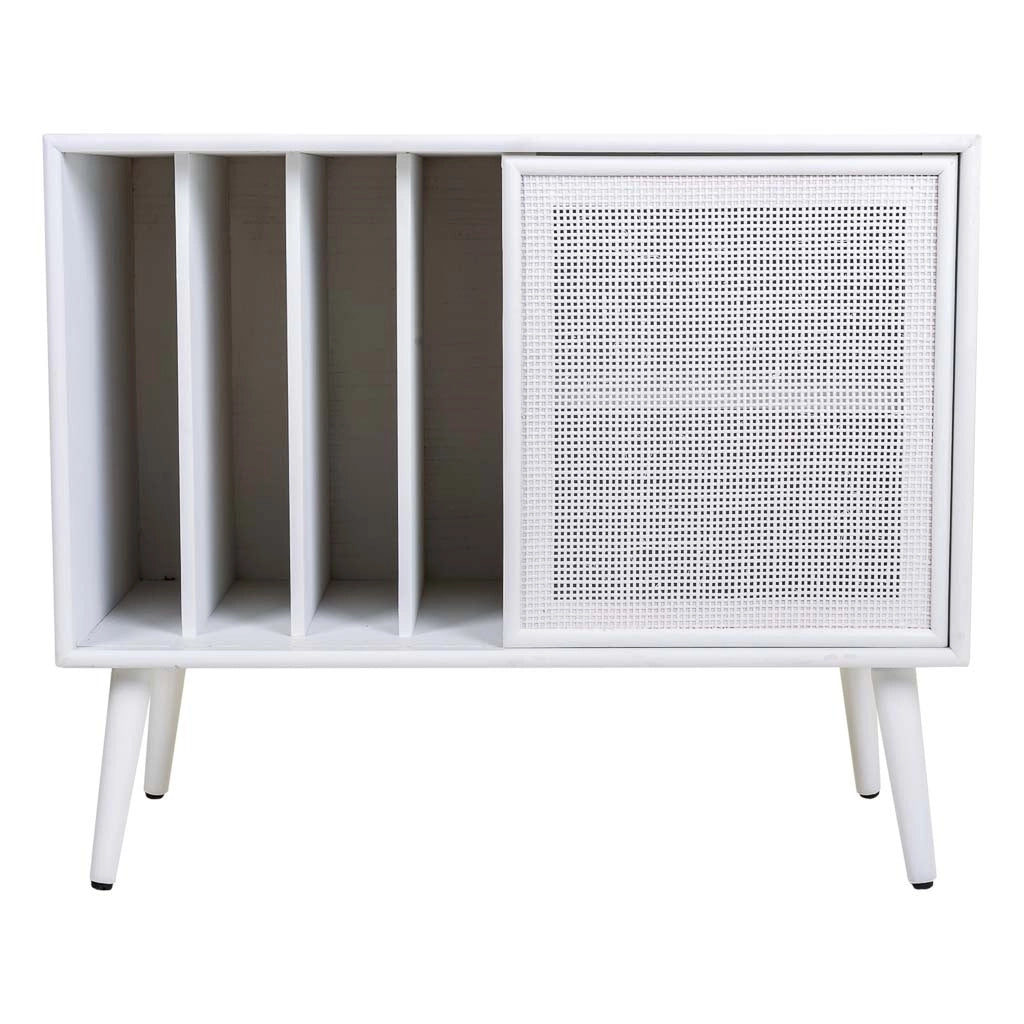 Mobile base in legno bianco e rete 80x38x67h