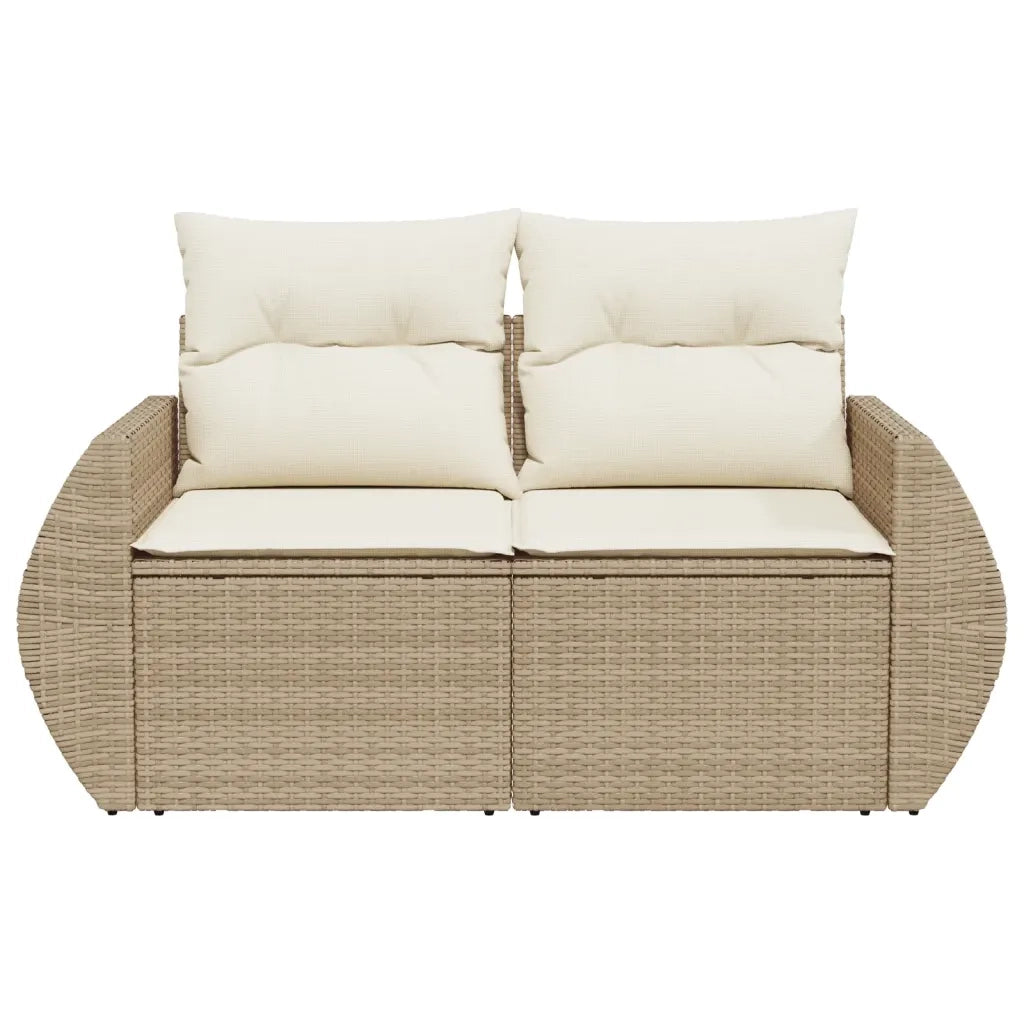 Divano da Giardino con Cuscini a 2 Posti Beige in Polyrattan 366062