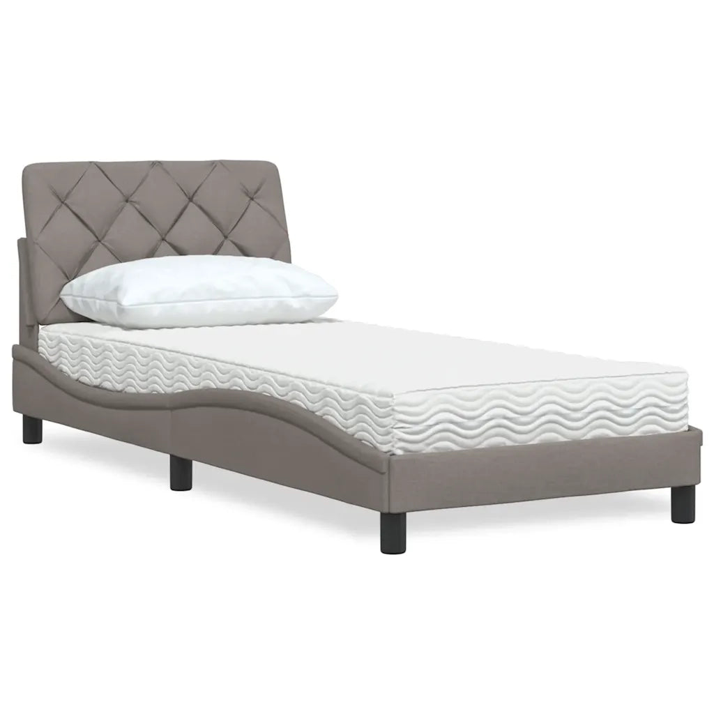 Letto con Materasso Tortora 90x190 cm in Tessuto