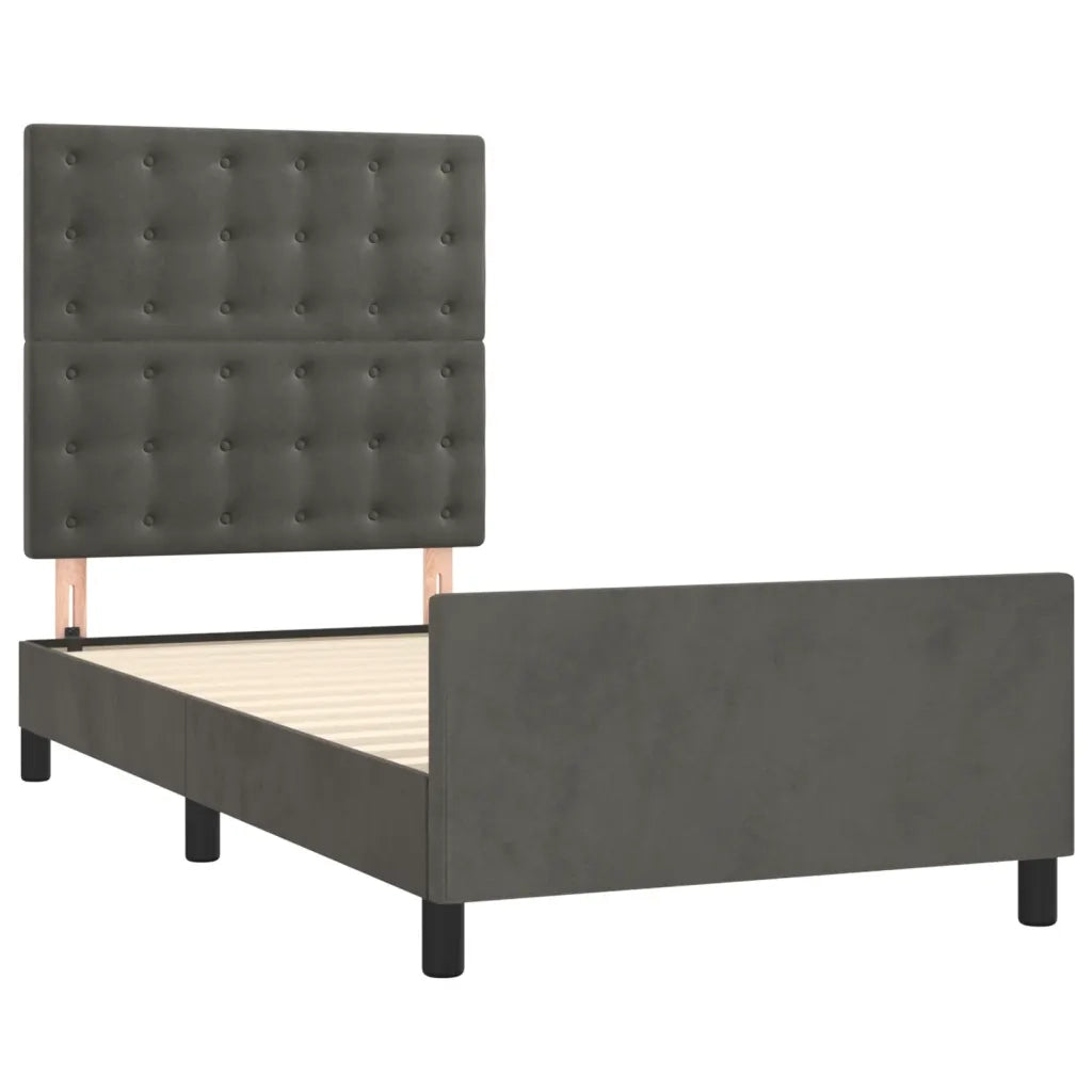 Giroletto senza Materasso Grigio Scuro 90x190 cm Velluto 3125972