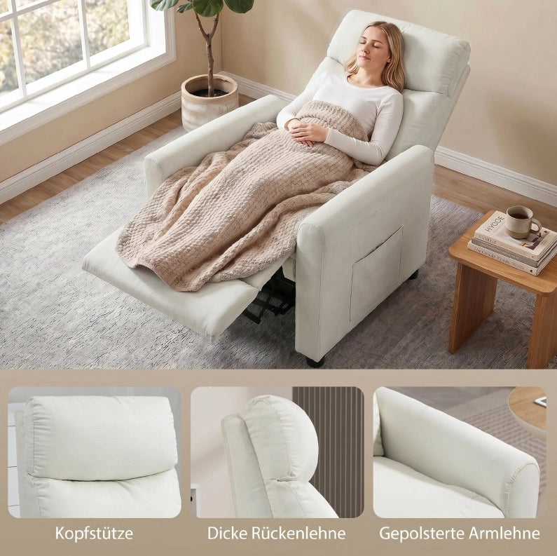 Poltrona Relax inclinabile a 145° con molle a sacco, struttura in acciaio e legno, 73x86x100 cm, colore grigio