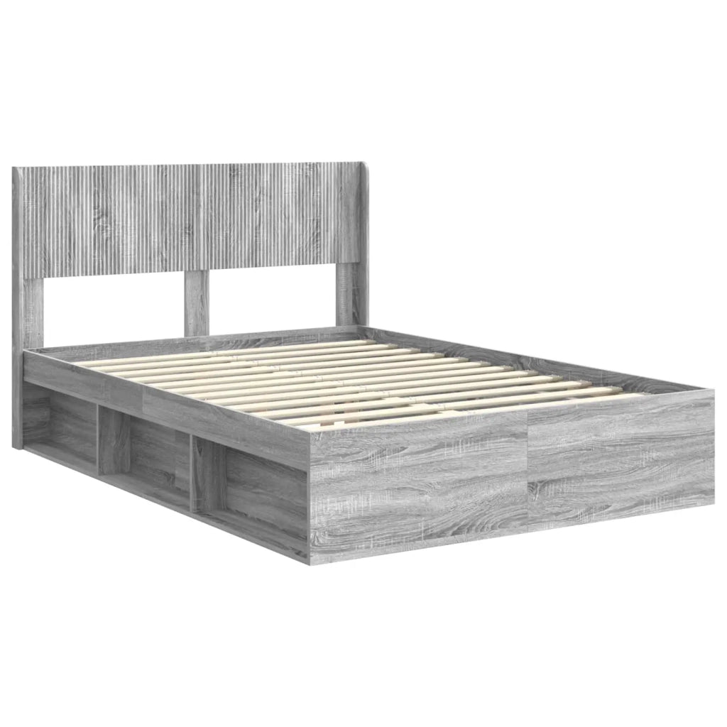 Struttura del letto con stoccaggio e testata-Giroletto con contenitore Sonoma grigio 989994